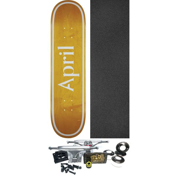 April Skateboards OG Logo Yellow Skateboard Deck - 8.38" x 32.12" - Complete Skateboard Bundle